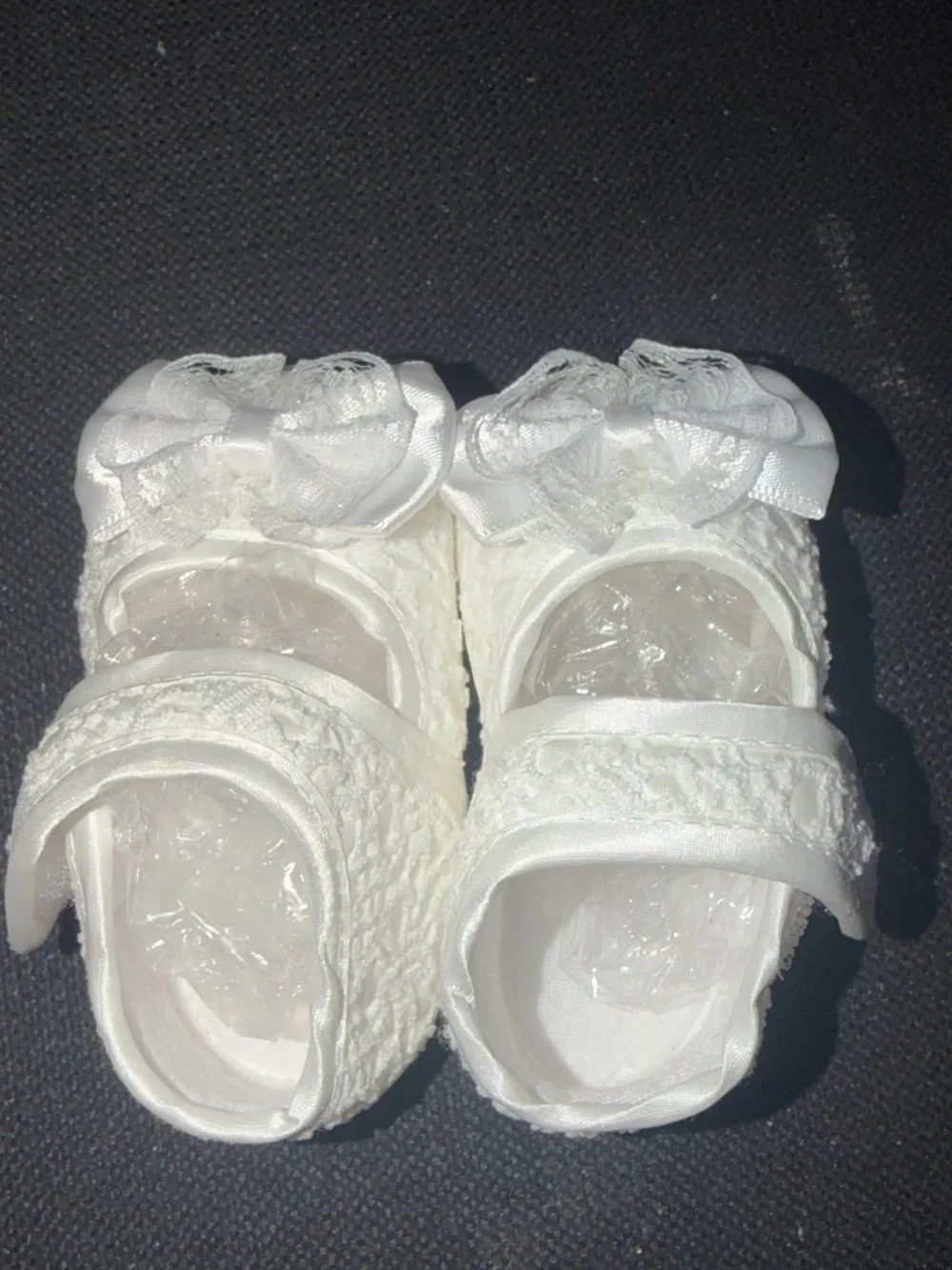 Classic White Baby Girl Bow Crib Shoes